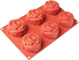 3315 - 6 Cavity Rose Flower Shape Soap Making Silicone Mould