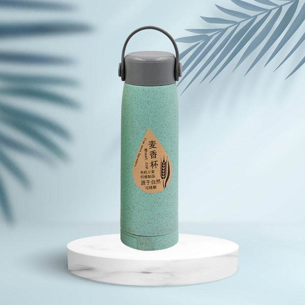 6951 High Portable Water Bottle, Creative Wheat Fragrance Glass Water Bottle with Mobile Phone Holder Wide Mouth Glass Water 380ml (MOQ :- 80 pc)