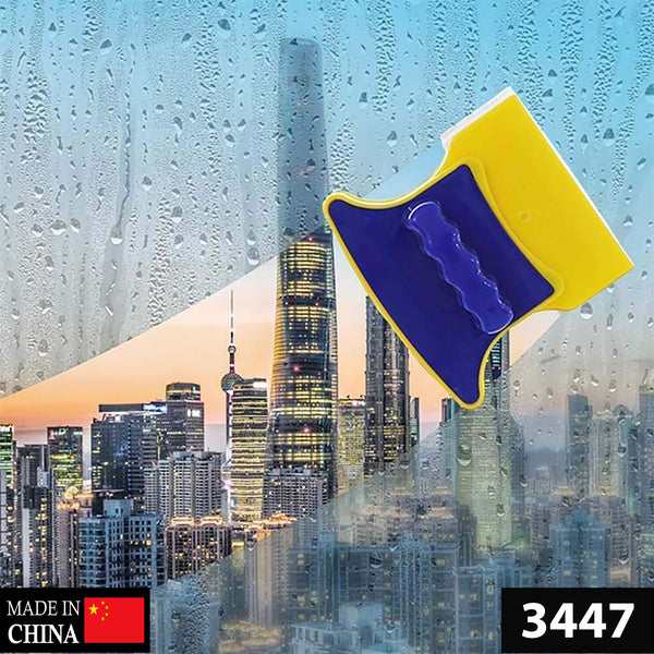 3447 Magnetic Window Cleaner Double-Side Glazed Two Sided Glass Cleaner Wiper with 2 Extra Cleaning Cotton Cleaner Squeegee Washing Equipment Household Cleaner