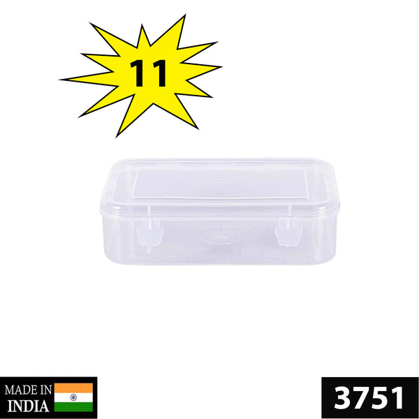 3751 Plastic Rectangular Container Box Set with Lid for Storage of Multipurpose Things Like Jewellery, Medicine, Spices (Clear, Small, 85x45x24 mm)