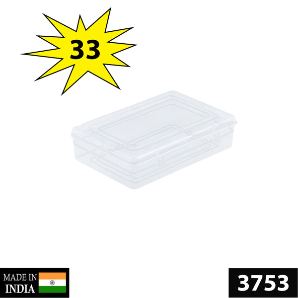 3753 Plastic Rectangular Container Box Set with Lid for Storage of Multipurpose Things Like Jewellery, Medicine, Spices (Clear, 120x85x35 mm)