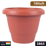 3865 Garden Heavy Plastic Planter Pot/Gamla - 16Inch (Brown, Pack of 1)