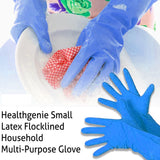 3149 1 Pair Flock line Reusable Rubber Household Hand Gloves - Blue