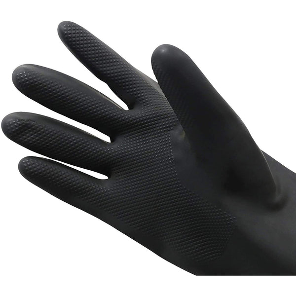 3151 1 Pair Strong Durable Flock line Reusable Rubber Household Hand Gloves - Black