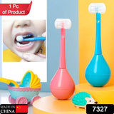 7327 Soft Bristle Toothbrush 3-Sided Training Toothbrush With Silicone Head for Aged 2-12 (1 Pc)