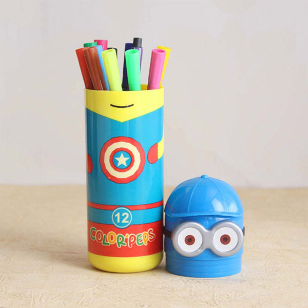 6175 Minions Sketch Pen Set with Attractive Designed Case (Pack of 12) DeoDap