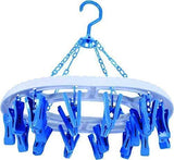 3458 Plastic Oval Cloth Drying Stand Hanger with 24 Clips / pegs / Baby Clothes Hanger Stand