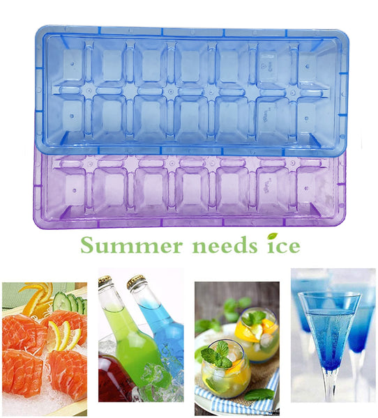 3457 Plastic 14 Cubes Unbreakable Virgin Plastic Ice Cube Tray - Multicolor