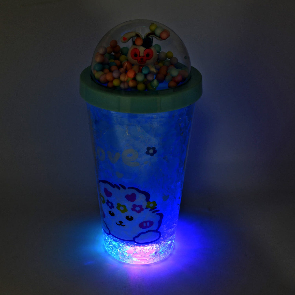 6883C LED Light Unicorn Sipper Water Bottle Mason Jar Tumbler with Str ...