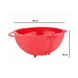 2145 DeoDap Plastic Revolving Multi Functional Rice, Vegetable Fruit Wash Basket Bowl (Multi Colour) - DeoDap