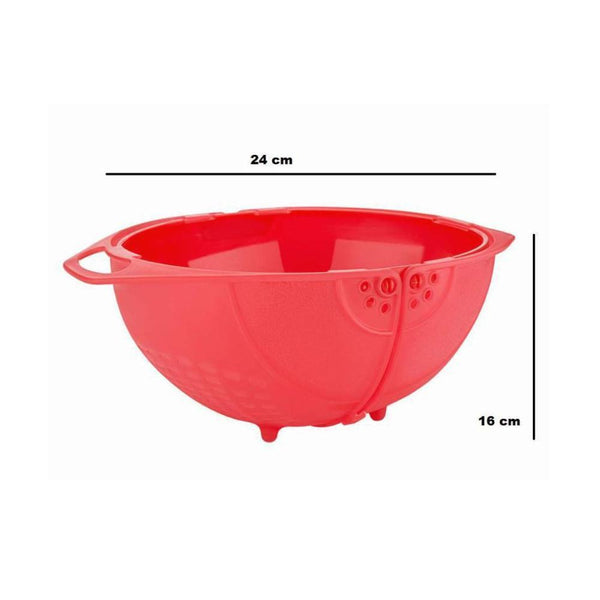 2145 DeoDap Plastic Revolving Multi Functional Rice, Vegetable Fruit Wash Basket Bowl (Multi Colour) - DeoDap