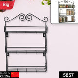 5857 Big Wall Mounted Iron Wall with 3 Storage Racks for Kitchen, Pantry, Cabinet, Counter top or Free Standing, Rack Holder for Kitchen