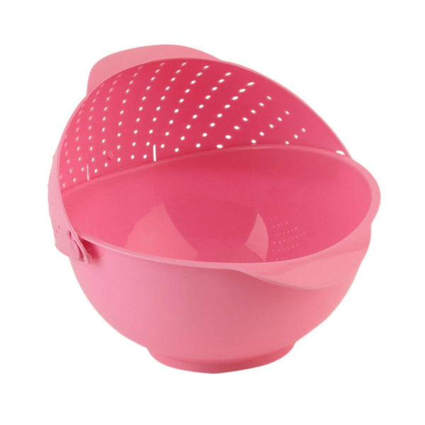 2145 DeoDap Plastic Revolving Multi Functional Rice, Vegetable Fruit Wash Basket Bowl (Multi Colour) - DeoDap