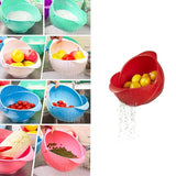 2145 DeoDap Plastic Revolving Multi Functional Rice, Vegetable Fruit Wash Basket Bowl (Multi Colour) - DeoDap