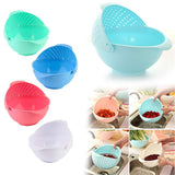 2145 DeoDap Plastic Revolving Multi Functional Rice, Vegetable Fruit Wash Basket Bowl (Multi Colour) - DeoDap