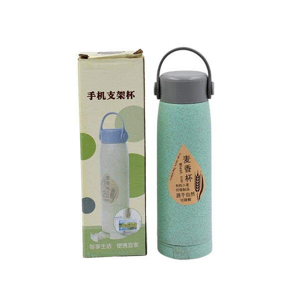 6951 High Portable Water Bottle, Creative Wheat Fragrance Glass Water Bottle with Mobile Phone Holder Wide Mouth Glass Water 380ml (MOQ :- 80 pc)