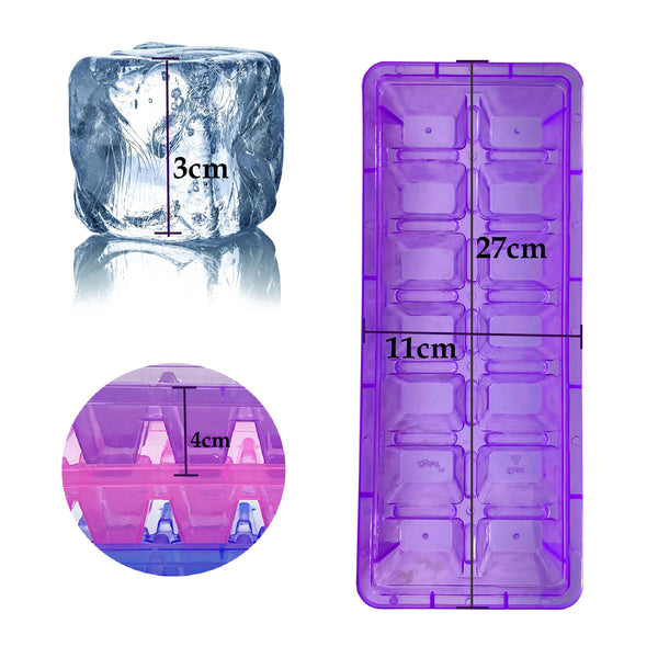 3457 Plastic 14 Cubes Unbreakable Virgin Plastic Ice Cube Tray - Multicolor