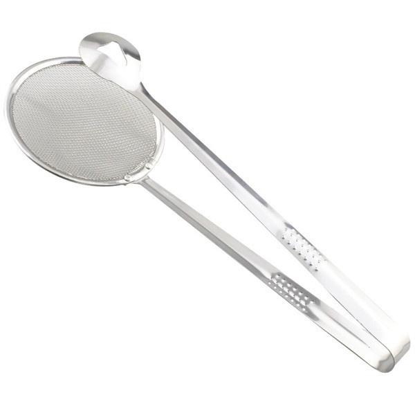 2412 2In1 Stainless Steel Filter Spoon with Clip Food Kitchen Oil-Frying Multi-Functional - DeoDap