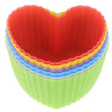 3310 Reusable and Non-Stick Silicone Heart Shape Baking Cups/Cupcake Liners/Muffins Cup/Jelly Molds in Storage Container  (Multicolor)