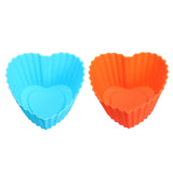 3310 Reusable and Non-Stick Silicone Heart Shape Baking Cups/Cupcake Liners/Muffins Cup/Jelly Molds in Storage Container  (Multicolor)