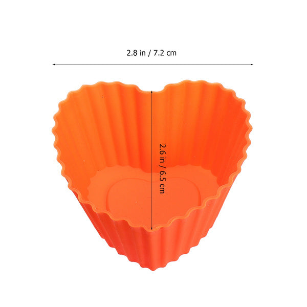 3310 Reusable and Non-Stick Silicone Heart Shape Baking Cups/Cupcake Liners/Muffins Cup/Jelly Molds in Storage Container  (Multicolor)