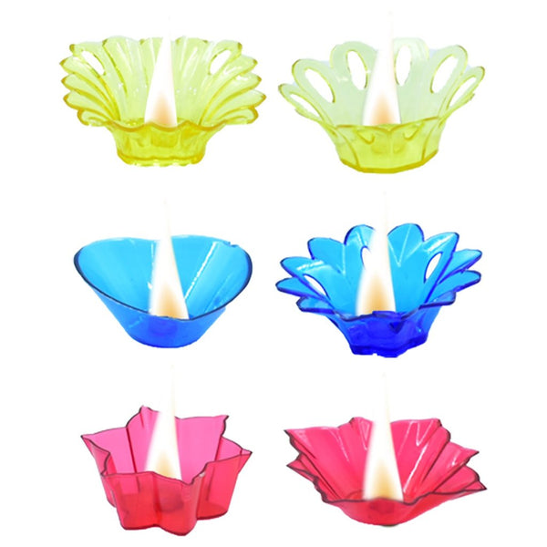 6004 Plastic Candle Cup with Multi Shape (Multicolor)