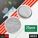 6023 3V 2016 Lithium Button Cell Battery Retail Pack Of 25Pcs