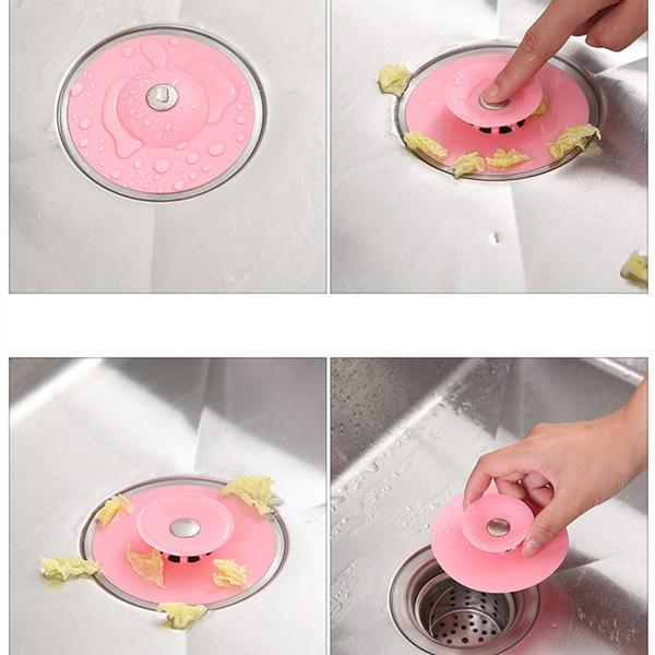 1163 Creative 2-in-1 Silicone Sewer Sink Sealer Cover Drainer (multicolour) - DeoDap