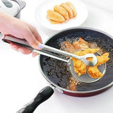 2412 2In1 Stainless Steel Filter Spoon with Clip Food Kitchen Oil-Frying Multi-Functional - DeoDap