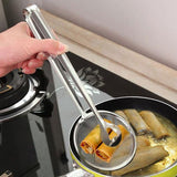 2412 2In1 Stainless Steel Filter Spoon with Clip Food Kitchen Oil-Frying Multi-Functional - DeoDap