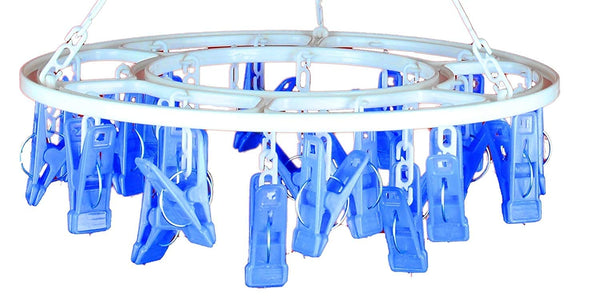 3456 Plastic Round Cloth Drying Stand Hanger with 18 Clips / pegs / Baby Clothes Hanger Stand