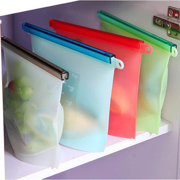 1080 Reusable Silicone Airtight Leakproof Food Storage Bag - 1 ltr - DeoDap