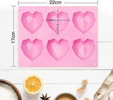 3256 6 Cavity 3D Diamond Love Heart Dessert Cake Silicone Mold For Mousse Ice Cream Crystal Cake Candy Dessert Molds