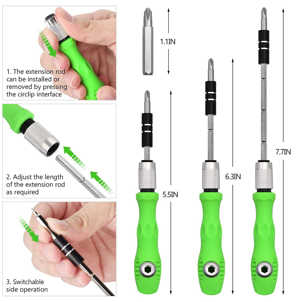 1557 32 in 1 Mini Screwdriver Bits Set with Magnetic Flexible Extensio ...