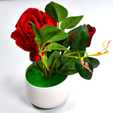 4863 Artificial Rose Flower Plant With Pot, For Home Office Or Gift DeoDap