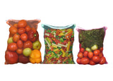 3030_Reusable Fridge Mesh Fabric Storage Bag for Vegetables and Fruits with Zipper (Multicolour, Size: 27 X 23 cm) - Set of 3