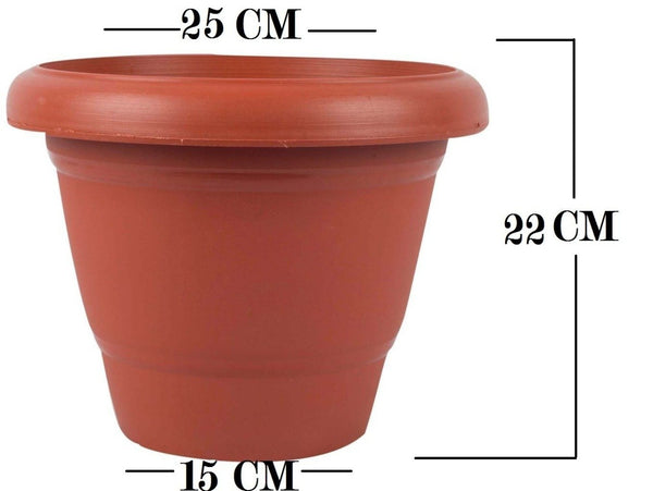 0822 Garden Heavy Plastic Planter Pot/Gamla  (Brown, Pack of 1) - DeoDap