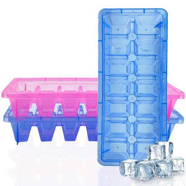 3457 Plastic 14 Cubes Unbreakable Virgin Plastic Ice Cube Tray - Multicolor