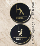 3822 Premium Push & Pull Black Gold Round Door Signage Self-Adhesive Sign for Business Stores Cafes Shops Hospital School 6"x6" Office Hotel Restaurant (2 pcs)