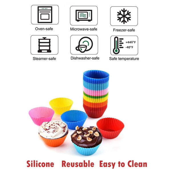 3309 Reusable and Non-Stick Silicone Baking Cups/Cupcake Liners/Muffins Cup/Jelly Molds in Storage Container (Multicolor)