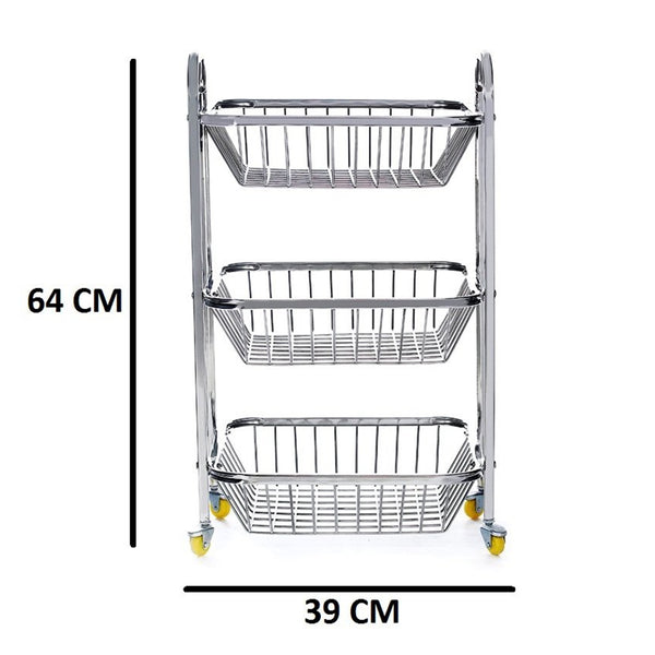 3628 3 Layer Stainless Steel Vegetable & Fruit Storage Trolley