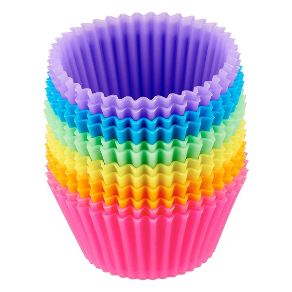 3309 Reusable and Non-Stick Silicone Baking Cups/Cupcake Liners/Muffins Cup/Jelly Molds in Storage Container (Multicolor)