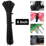 3139 6Inch Nylon Self Locking Cable Ties, Heavy Duty Strong Zip Wire Tie(150mm x 3.6mm - Pack of 100) - Black