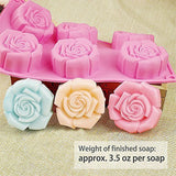 3315 - 6 Cavity Rose Flower Shape Soap Making Silicone Mould