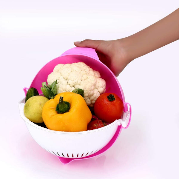 2214 Multifunctional Vegetable Fruits Cutter Shredder with Rotating Drain Basket - DeoDap