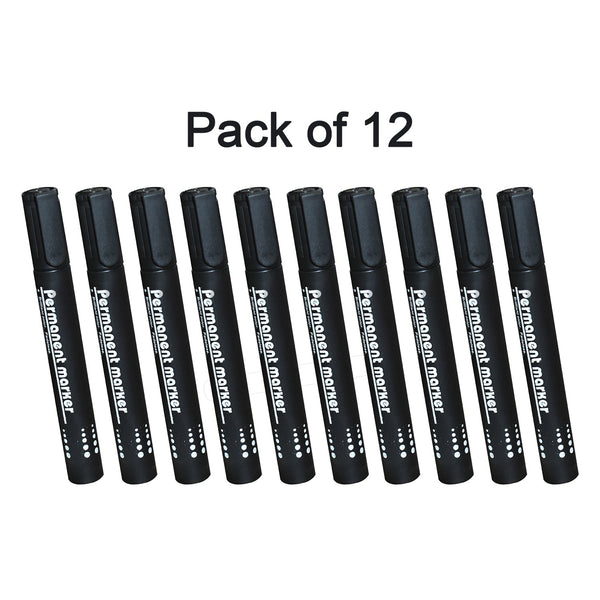 1625 Black Permanent Markers for White Board (Pack of 12) DeoDap