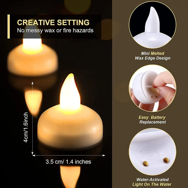 3152 LED Water Sensor Artificial Floating Light Diya Best for Diwali Home Decoration Flameless Tealights