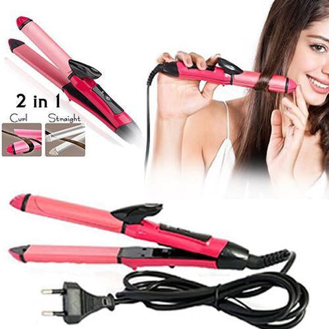 0385 2 in 1 Hair Straightener and Curler Machine For Women | Curl & Straight Hair Iron